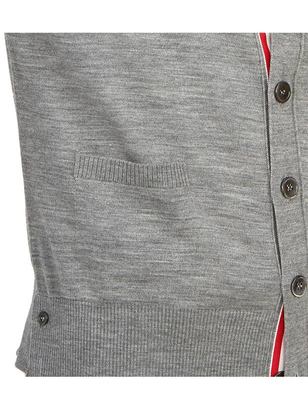 Men's Jersey Stitch V-Neck Cardigan Light Grey - THOM BROWNE - BALAAN 11