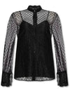 Women's GG Geometric Lace Blouse Black - GUCCI - BALAAN 2