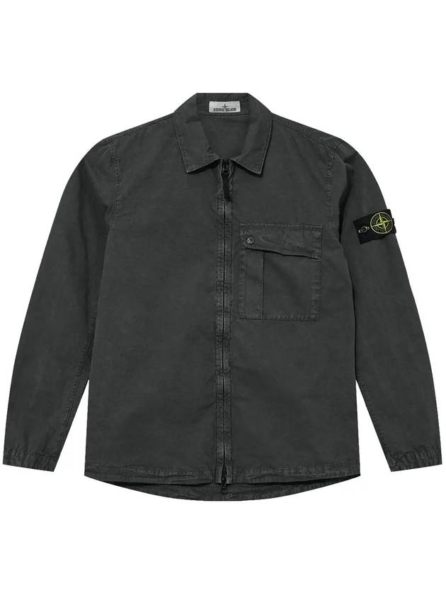 Old Treatment Garment Dyed Overshirt Jacket Charcoal - STONE ISLAND - BALAAN 3