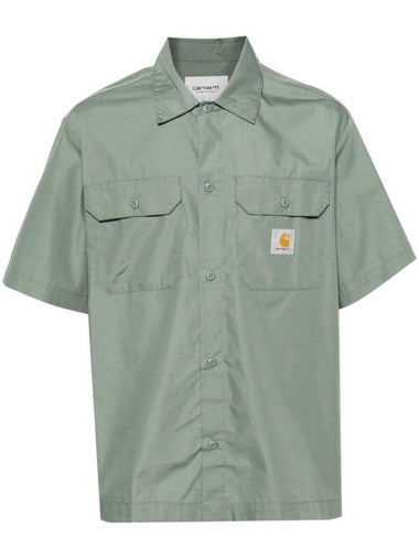 Logo Patch Cotton Blend Short Sleeve Shirt Park Green - CARHARTT WIP - BALAAN 1