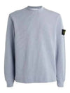 Compass Badge Crew Neck Ribbed Cotton Knit Top Sky Blue - STONE ISLAND - BALAAN 2