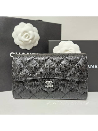 Medium wallet classic snap caviar black silver plate AP0232 - CHANEL - BALAAN 1