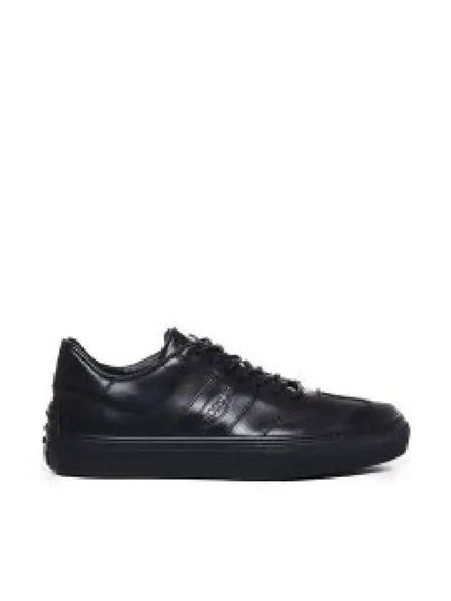 Logo Leather Low Top Sneakers Black - TOD'S - BALAAN 2