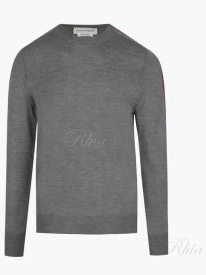 Logo Tape Wool Knit Top Grey - ALEXANDER MCQUEEN - BALAAN 2