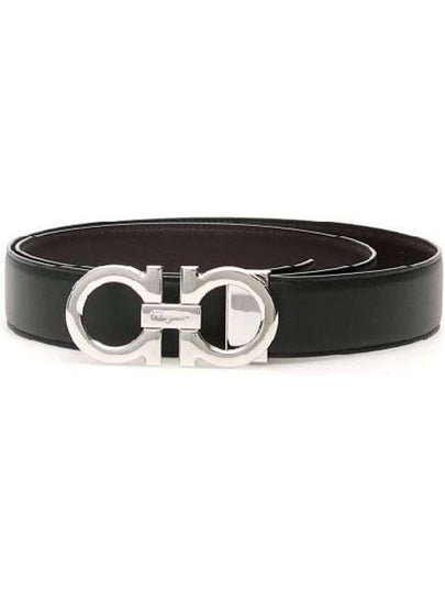 Reversible Gancini Leather Belt Black - SALVATORE FERRAGAMO - BALAAN 2