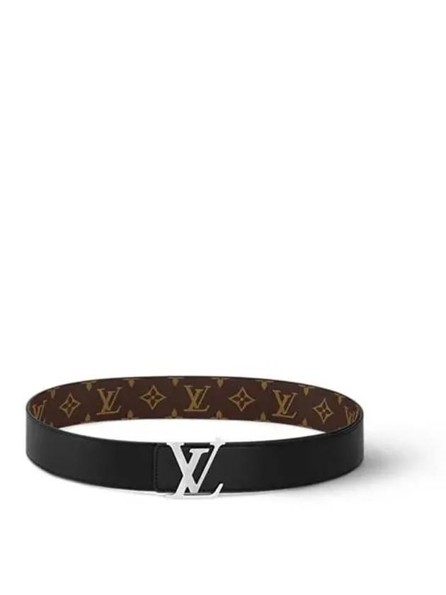 Men's LV Initiales 40MM Reversible Monogram Leather Belt Black Brown - LOUIS VUITTON - BALAAN 4