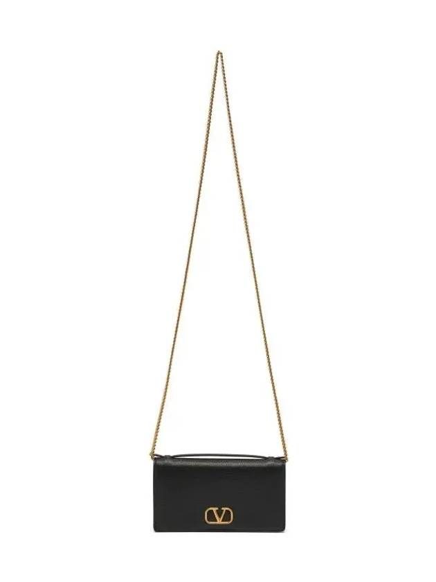 V Logo Signature Grainy Calfskin Chain Shoulder Bag Black - VALENTINO - BALAAN 4