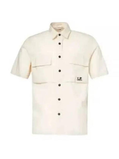 Cotton Rip-Stop Short Sleeve Shirt Beige - CP COMPANY - BALAAN 2