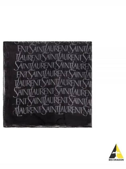 Logo Square Large Scarf Black - SAINT LAURENT - BALAAN 2