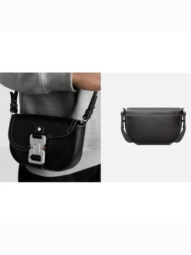 Saddle Strap Grain Calfskin Messenger Bag Black - DIOR - BALAAN 7