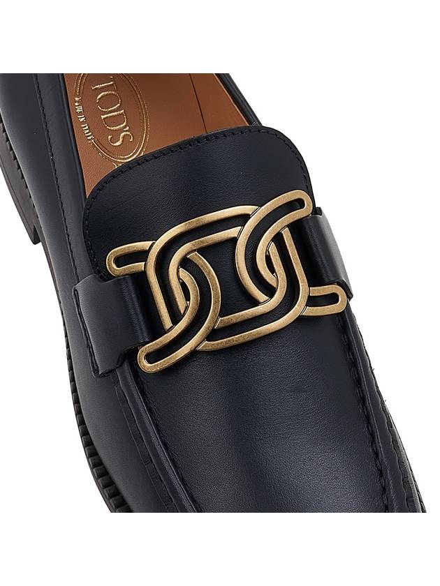 Kate Metal Chain Leather Loafers Black - TOD'S - BALAAN 9