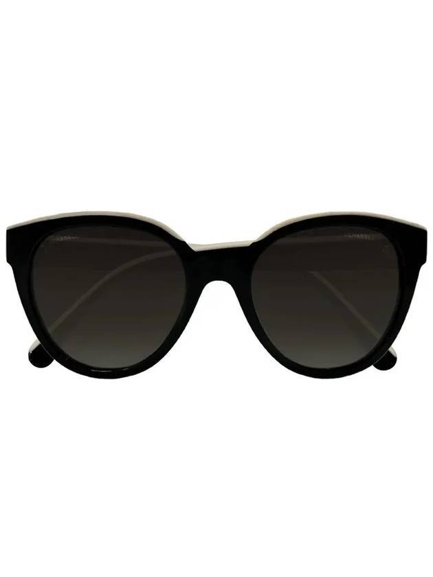 Eyewear Butterfly Logo Lettering Round Sunglasses Black Beige - CHANEL - BALAAN 1