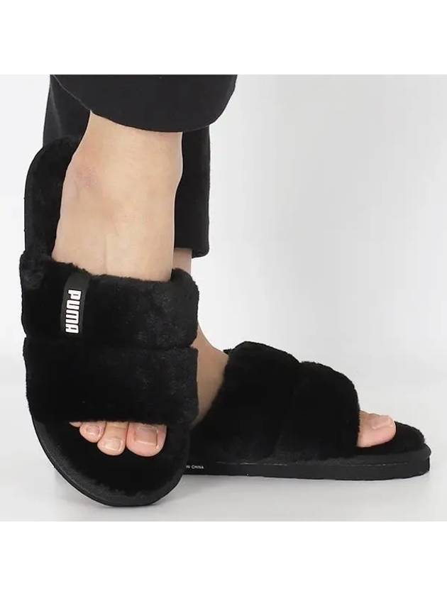 fur slippers fluff slippers black - PUMA - BALAAN 2