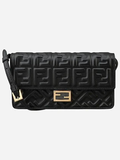 FF Baguette Nappa Leather Long Wallet Black - FENDI - BALAAN 2