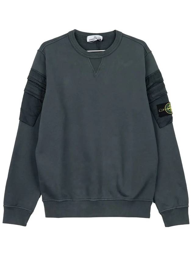 Men's Wappen Patch Cargo Pocket Sweatshirt Grey - STONE ISLAND - BALAAN 3