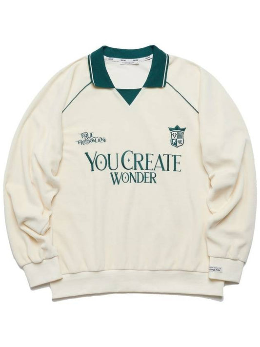 Velour Soccer Jersey Sweatshirt Cream - YCW - BALAAN 2