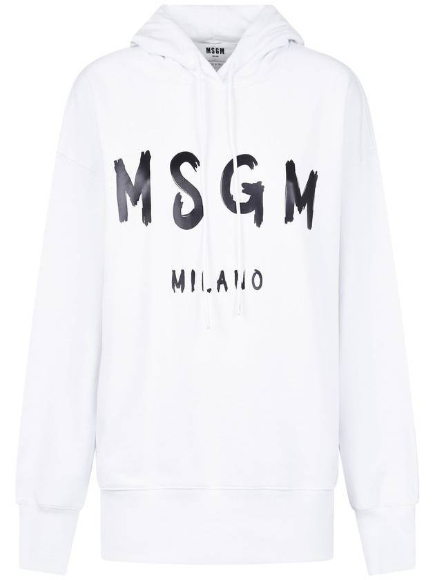 Milano Brushed Logo Print Hoodie White - MSGM - BALAAN 1