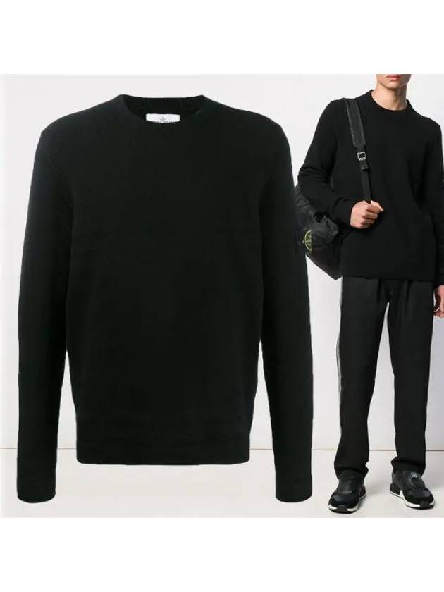 Wappen Patch Wool Knit Top Black - STONE ISLAND - BALAAN 2