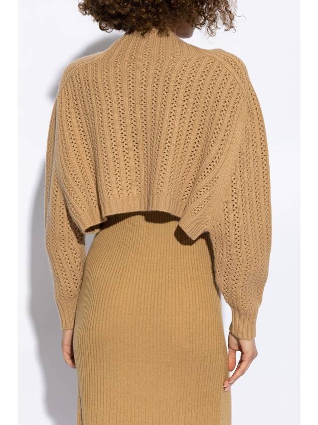 High Neck Back Button Crop Knit Top Brown - MAX MARA - BALAAN 4