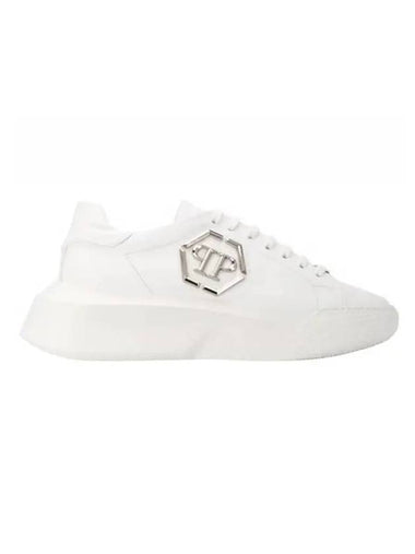 Metal Logo Statement Low-Top Sneakers White - PHILIPP PLEIN - BALAAN 1