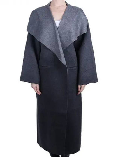 Women s Two tone Signature Wool Cashmere Single Coat Dark Gray Melange - TOTEME - BALAAN 2