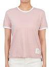 Women's Melange Jersey Ringer Short Sleeve T-Shirt Light Pink - THOM BROWNE - BALAAN 4