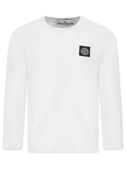 Kids Cotton Jersey Long Sleeve T-Shirt White - STONE ISLAND - BALAAN 2