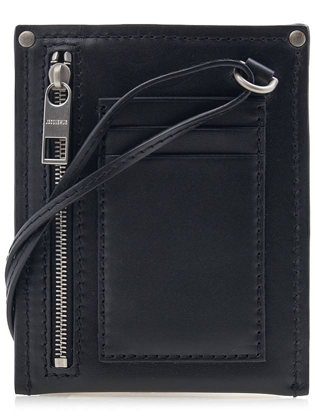 Meunier Envelope Leather Half Wallet Black - JACQUEMUS - BALAAN 4