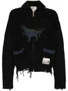 Dinosaur Intarsia Distressed Cardigan Black - MAISON MIHARA YASUHIRO - BALAAN 1