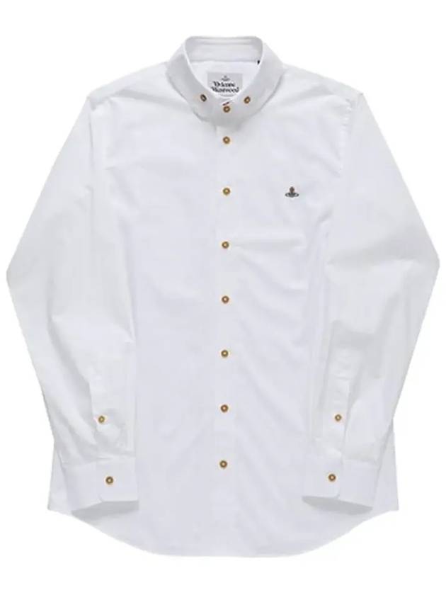 Men's Embroidered ORB Logo Long Sleeve Shirt White - VIVIENNE WESTWOOD - BALAAN 6