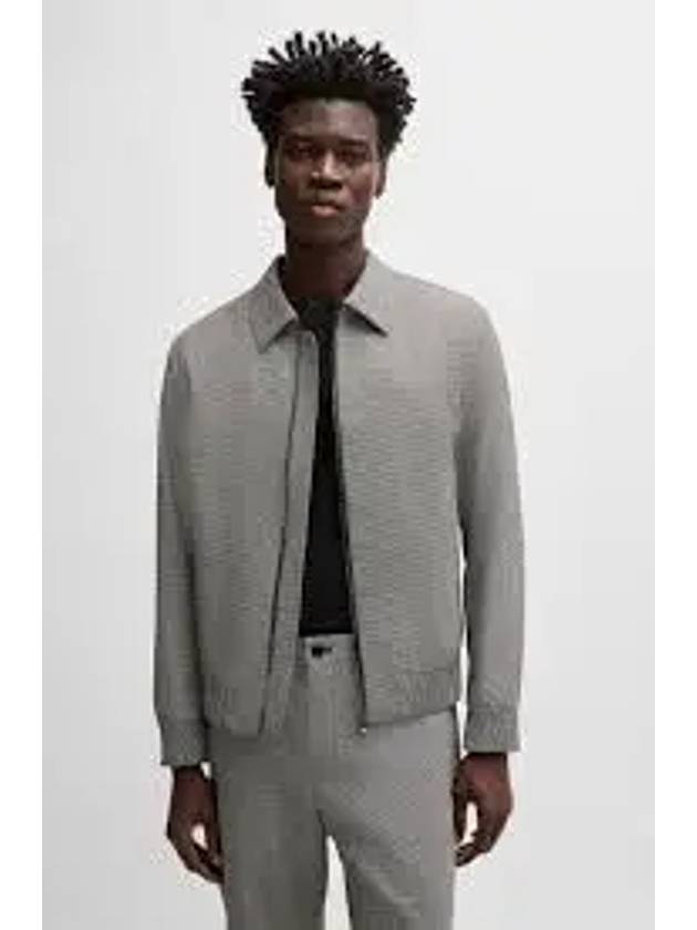 Houndstooth Wool Blend Zip-Up Jacket Grey - HUGO BOSS - BALAAN 2