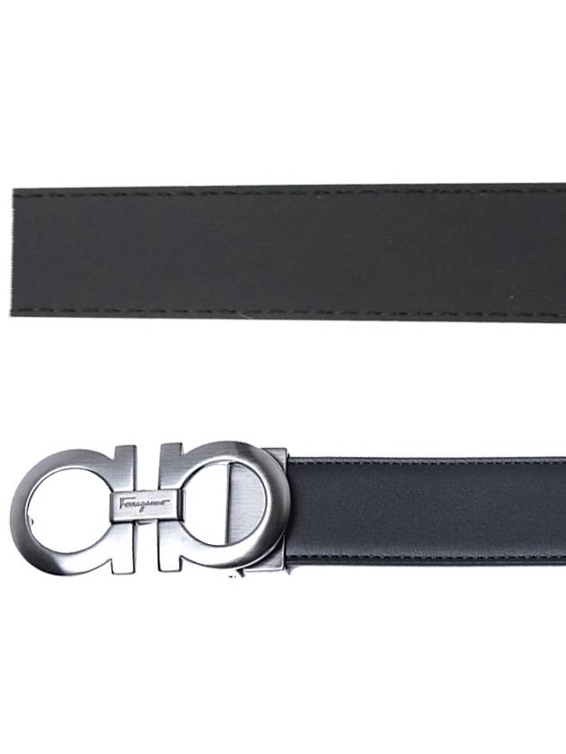 Gancini Reversible Adjustable Leather Belt Black Dark Brown - SALVATORE FERRAGAMO - BALAAN 4