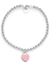 Women's Pink Heart Tag Bead Bracelet Silver - TIFFANY & CO. - BALAAN 4