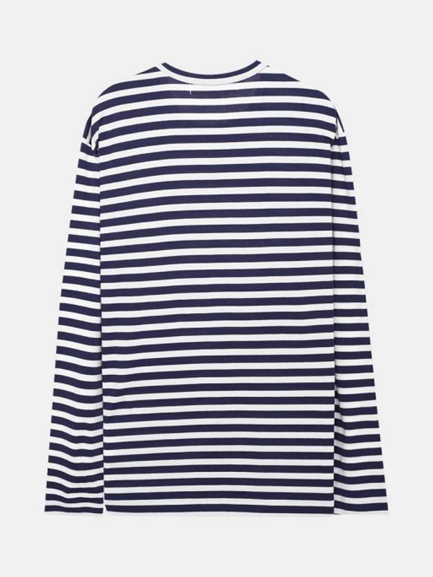 Play Small Heart Striped Long Sleeve T-Shirt Navy - COMME DES GARCONS - BALAAN 3