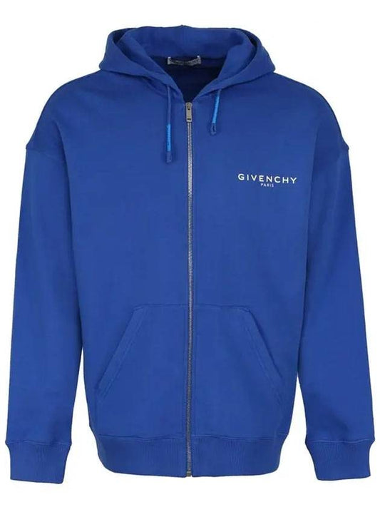 Logo Backprint Hoodie Zip-Up Blue - GIVENCHY - BALAAN 1