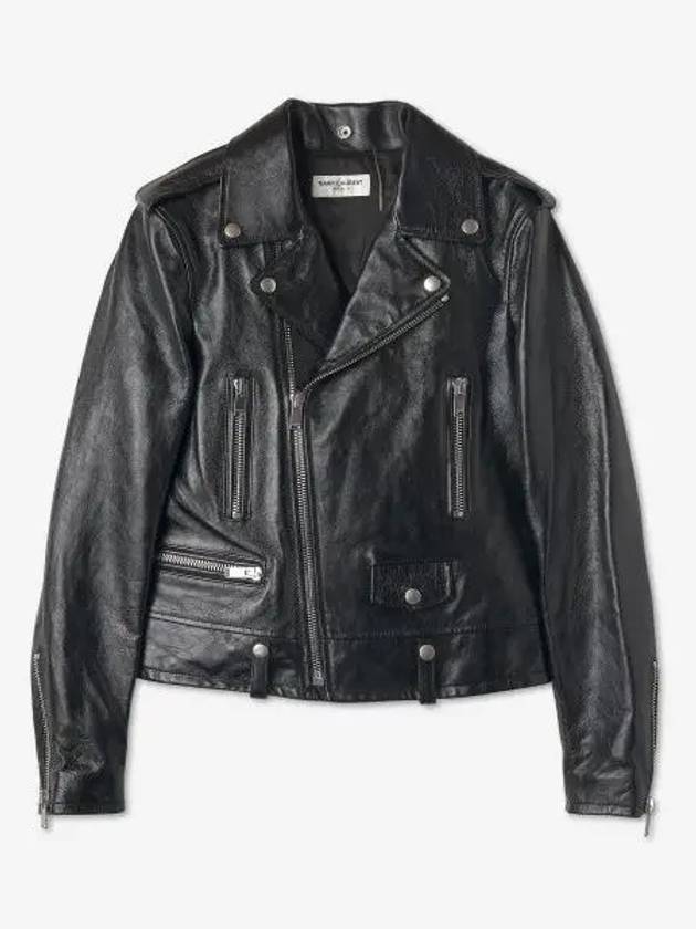 Classic Leather Biker Jacket Black - SAINT LAURENT - BALAAN 2