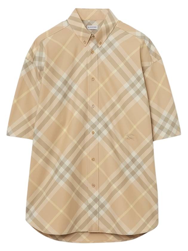 Check Short Sleeve Shirt Beige - BURBERRY - BALAAN 2