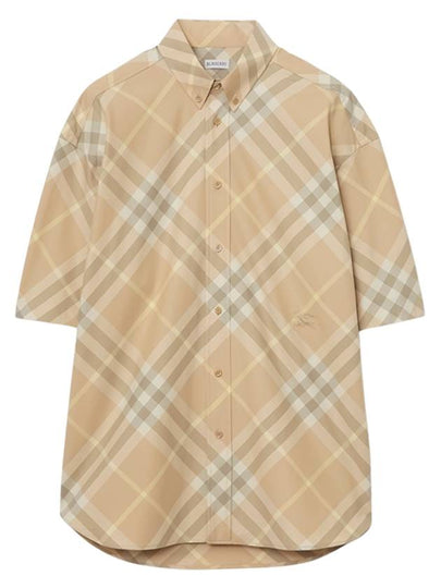 Check Short Sleeve Shirt Beige - BURBERRY - BALAAN 2