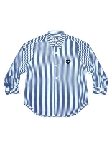 Kids Heart Wappen Stripe Long Sleeve Shirt White Blue - COMME DES GARCONS - BALAAN 1