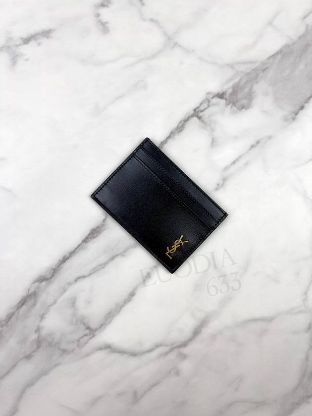 Tiny Monogram Shiny Leather Card Case Black - SAINT LAURENT - BALAAN 6