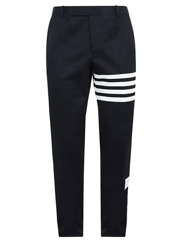 Diagonal Unconstructed Chino Straight Pants Navy - THOM BROWNE - BALAAN 4