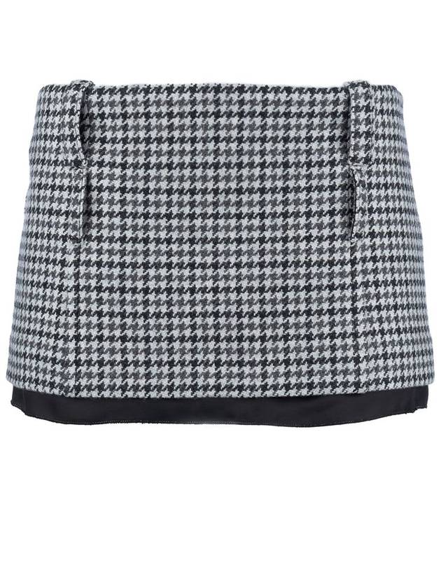 Houndstooth Check Mini A-Line Skirt White Black - MIU MIU - BALAAN 2