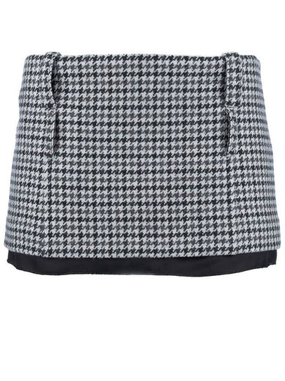 Houndstooth Check Mini A-Line Skirt White Black - MIU MIU - BALAAN 2