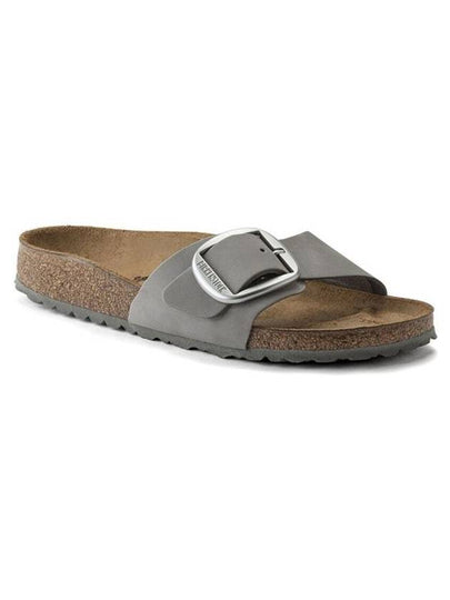 Madrid Big Buckle Nubuk Leather Slippers Grey - BIRKENSTOCK - BALAAN 2