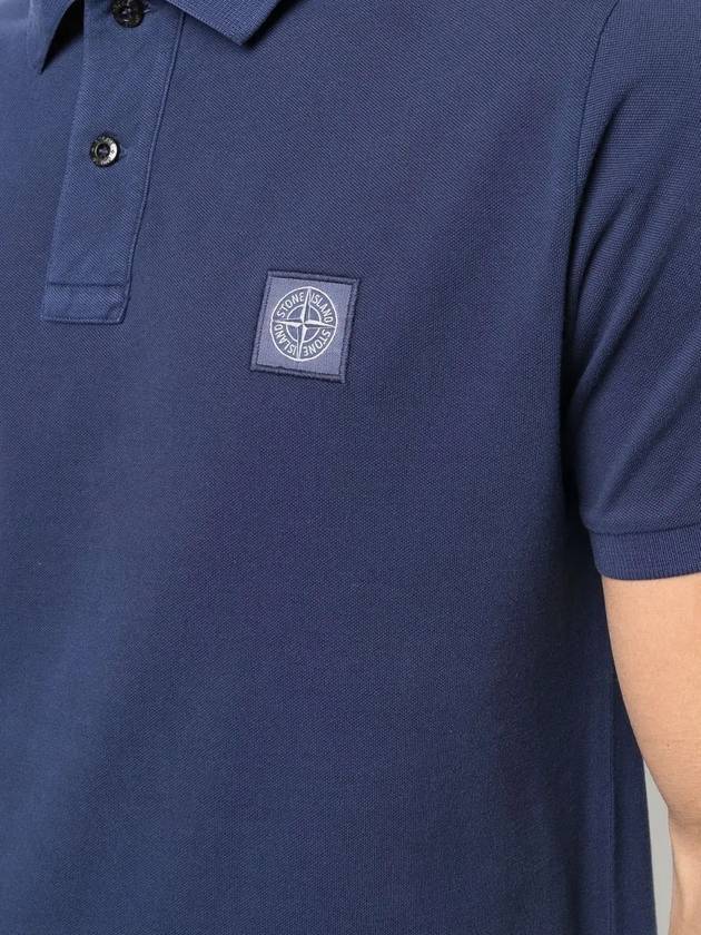 Men's Logo Patch Cotton Short Sleeve Polo Shirt Avio Blue - STONE ISLAND - BALAAN 3