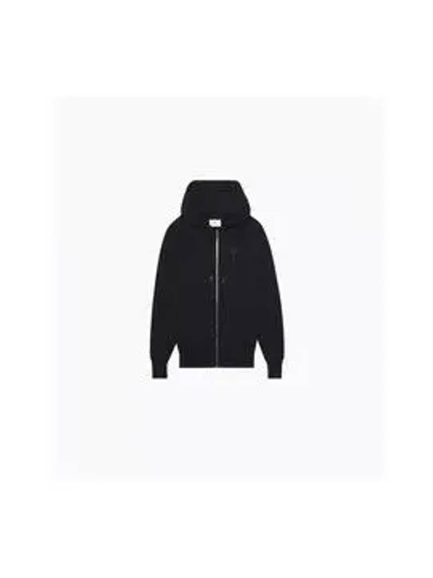 Men's Heart Embroidered Logo Zip-Up Hoodie Black - AMI - BALAAN 6