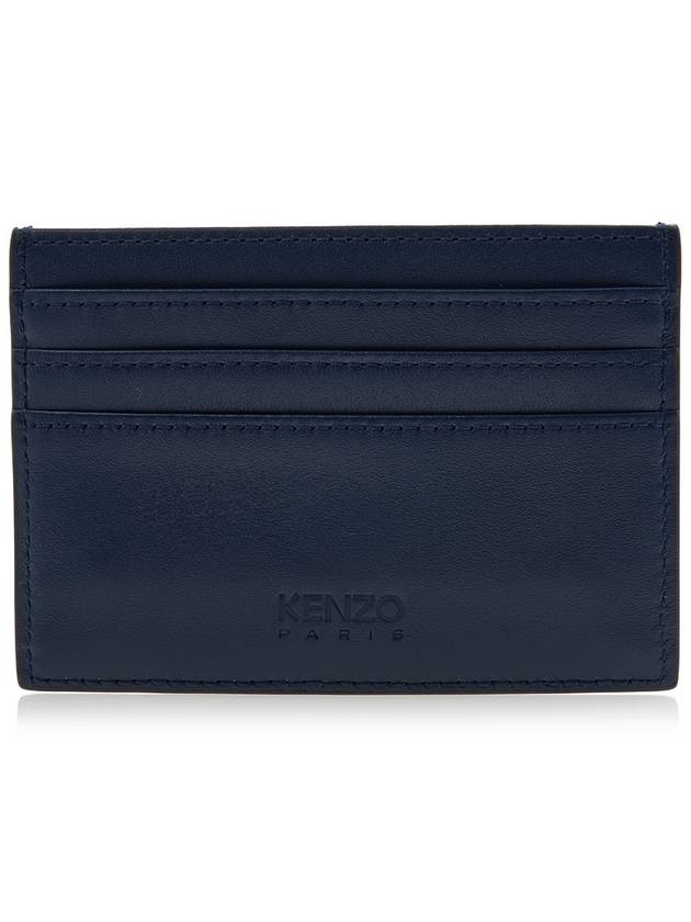 Logo Patch Leather Card Wallet Navy - KENZO - BALAAN 4