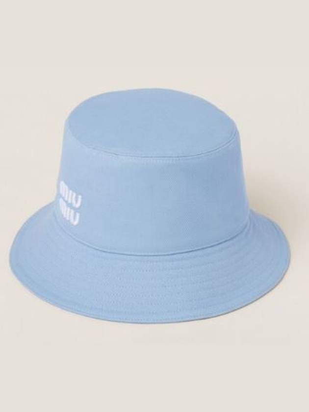 Embroidered Logo Drill Bucket Hat Blue - MIU MIU - BALAAN 2