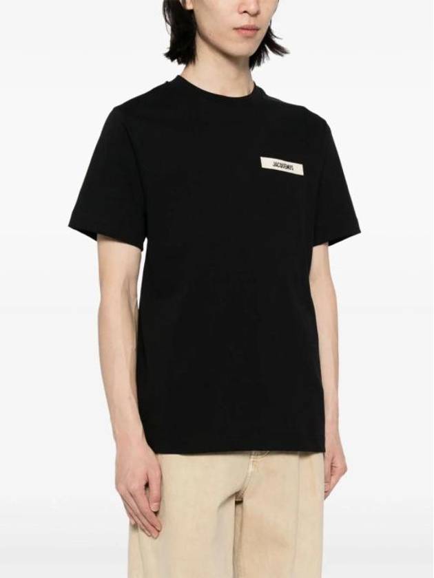 Le Gros Grain Logo Short Sleeve T-Shirt Black - JACQUEMUS - BALAAN 3