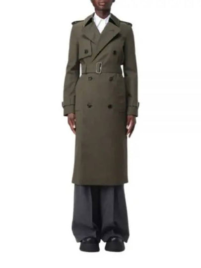 Double Breasted Long Cotton Blend Trench Coat Military - BURBERRY - BALAAN 2